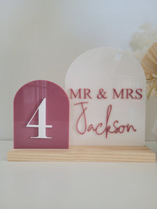 Double Arch Acrylic Table Number / Signage