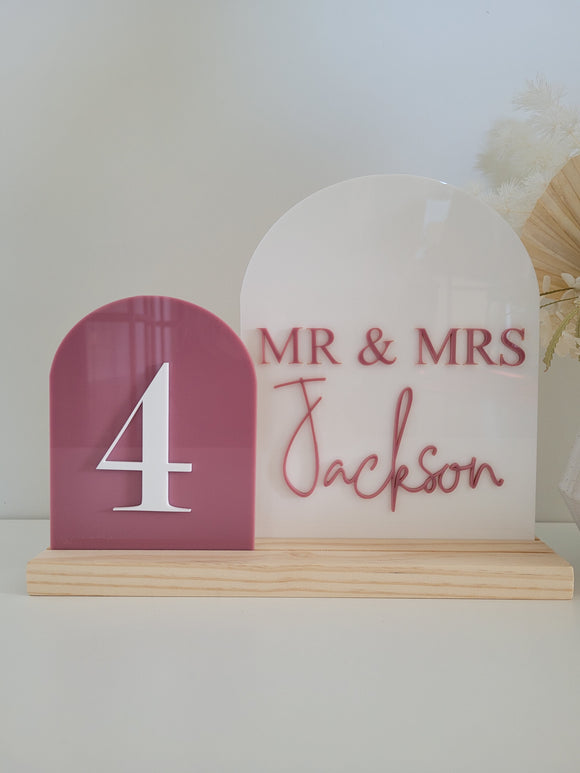 Double Arch Acrylic Table Number / Signage