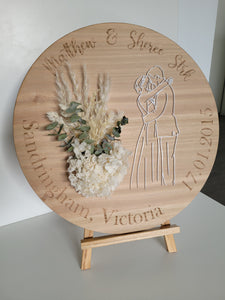 3D Acrylic Wedding Plaque with Flowers