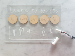 Learn to write wipe away boards